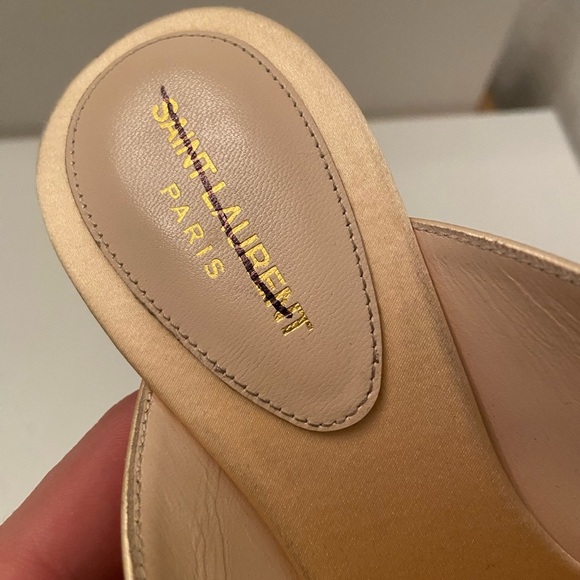 Saint Laurent MAE MULES IN CREPE SATIN WITH FEATHERS sz 7 - Picture 7 of 9